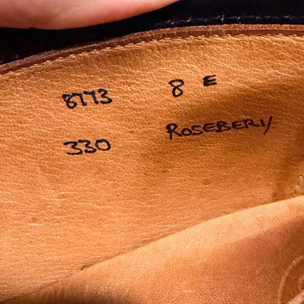 Crockett & Jones Rosebery Black Leather Penny Loafers Mens 8.5 E Made in England
